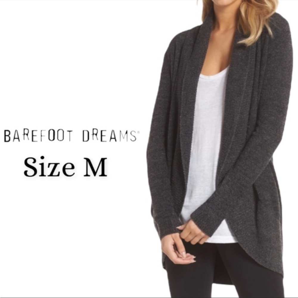 Barefoot Dreams Cozy Chic Lite Circle Cardigan Open Front Dark Gray Medium